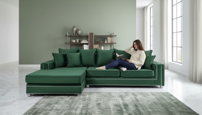 Narożnikowa kanapa L-shape Włókienniczy Luxury Design Żywy krajobraz Podkładka Kanapa Kanapy Meble