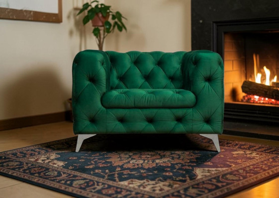 Chesterfield Fotel Luksusowa Jednoosobowa Chesterfield Podkładka Sofa Lounge Club Aksamit