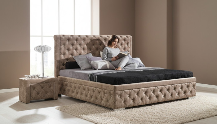 Łóżko 2x Stolik nocny 3 szt. Zestaw Sypialnia Luxury Design Meble Nowoczesne łóżko Nowość