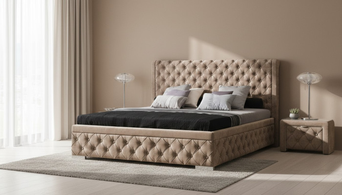 Łóżko 2x Stolik nocny 3 szt. Zestaw Sypialnia Luxury Design Meble Nowoczesne łóżko Nowość