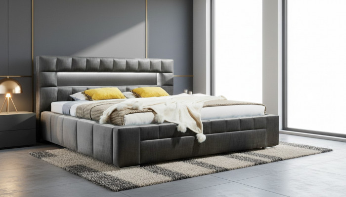 Łóżko inkl LED Oświetlenie Sypialnia Design Meble Nowoczesne łóżko Luxury Double