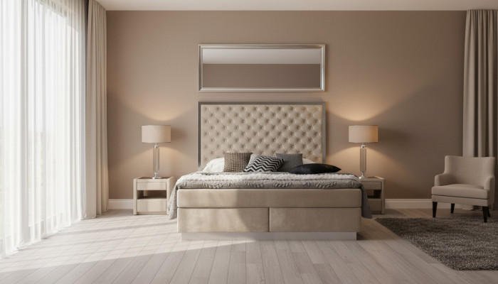 Kompletne łóżko skrzyniowe ze sprężynami luksusowy design Sypialnia Meble Stal nierdzewna