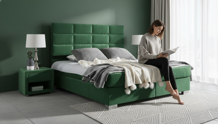 Skrzynia sprężynowa Sypialnia Luxury Łóżko łóżka Double Meble Materiał 140 160 180 x 200cm