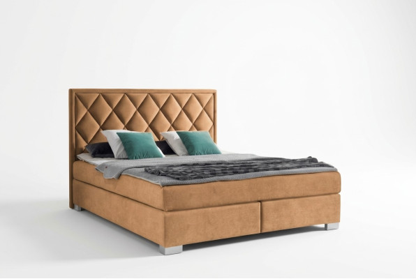 Luksusowe łóżko sprężynowe Łóżko Materiał Hotel Beige łóżko Sypialnia Meble Design Double