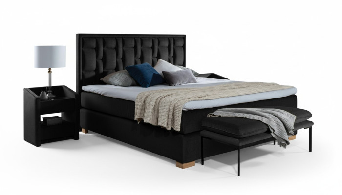 Luksusowe łóżko z materacem sprężynowym Czarny Blue Sypialnia Meble Design Double Hotel