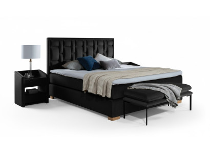 Luksusowe łóżko z materacem sprężynowym Czarny Blue Sypialnia Meble Design Double Hotel