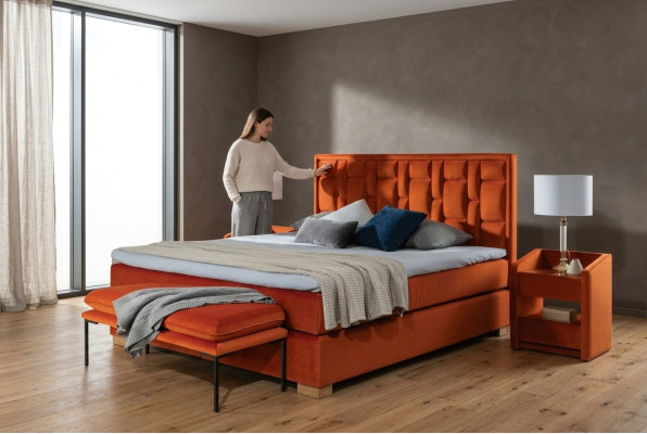 Design Łóżko Sypialnia zestaw 4 sztuki. Stolik nocny 2x Kanapa łóżko nowoczesne