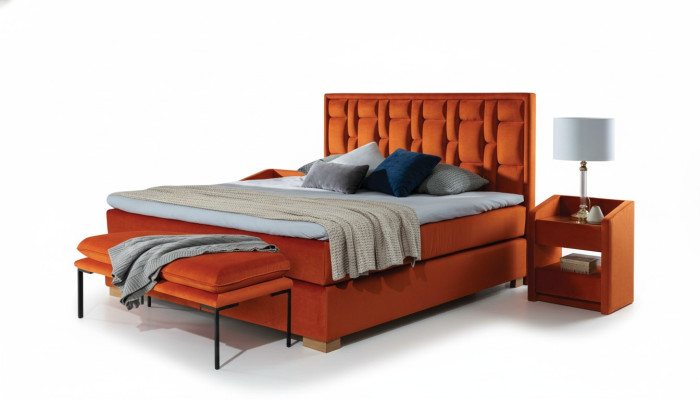 Design Łóżko Sypialnia zestaw 4 sztuki. Stolik nocny 2x Kanapa łóżko nowoczesne