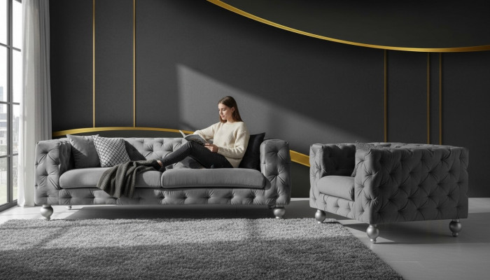 Ustawić Duży Zestaw 32 miejsc siedzące Włókienniczy Sofa Kanapa Ustawić Nowoczesny Design Salon