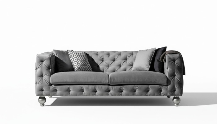 Trzyosobowy Materiał Salon Szary Design Sofa Sofy Aksamit xxl duża Podkładka Kanapy
