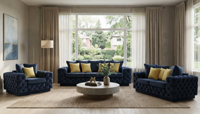 Luksusowa 4 miejsce do siedzenia Sofa Podkładka Sofa Skóra Materiał Włókienniczy Kanapy Ustawić trzymiejscowe