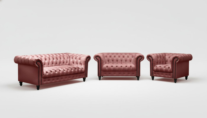 Pokój dzienny Chesterfield Design Zestaw sofowy Meble Kanapa 321 miejsce do siedzenia Kanapy Sofy