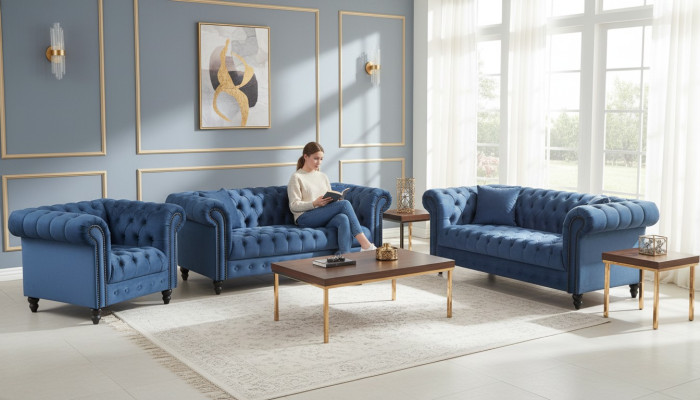 Sofa trzyosobowa Chesterfield Sofa Podkładka Luxury Meble Material Couches