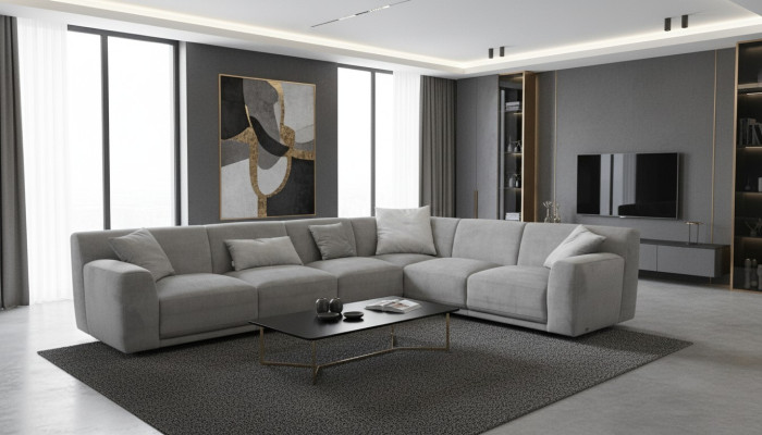 Narożnikowa kanapa LForm Desing Couch Włókienniczy Materiał Żywy krajobraz Zestaw narożny Sofy Kanapy