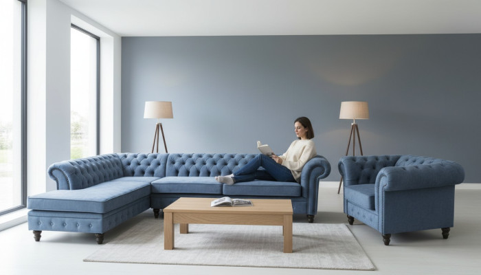 Narożnikowa kanapa Sofa Kanapa Podkładka Chesterfield Design Luxury Meble Ustawić
