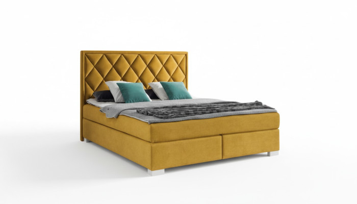 Łóżko Włókiennicze Sypialnia Design Meble Modern Luxury łóżko 180x200 żółty aksamit Nowość
