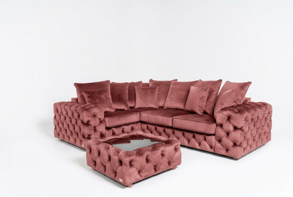 Narożnikowa kanapa Sofa Kanapa Podkładka Zestaw narożny L Form stolik kawowy Włókienniczy Żywy krajobraz
