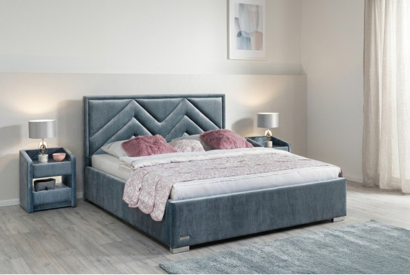 Kompletny Zestaw Sypialnia Łóżko 2x Stolik nocny 3 szt. Zestawy designerskie luksusowe łóżko