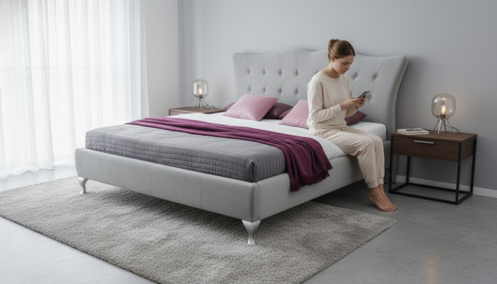 Classic Sypialnia łóżko Włókiennicze Łóżko Materiał Chesterfield 140x200 Podwójne łóżko