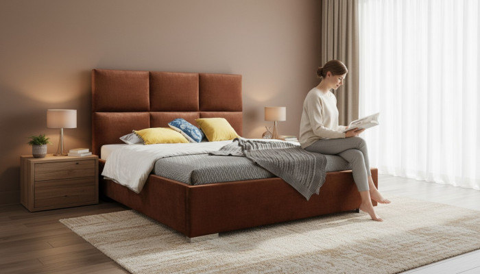Nowoczesne łóżko Sypialnia Włókiennicze Łóżko Materiał Chesterfield 180x200 Podwójne łóżko
