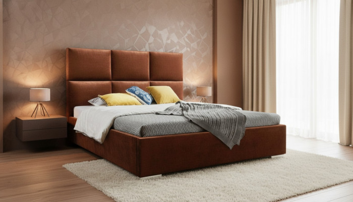 Nowoczesne łóżko Sypialnia Włókiennicze Łóżko Materiał Chesterfield 180x200 Podwójne łóżko