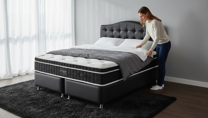Łóżko Skóra Sypialnia Meble Luksusowe Nowoczesne łóżko Chesterfield Box Spring Nowość