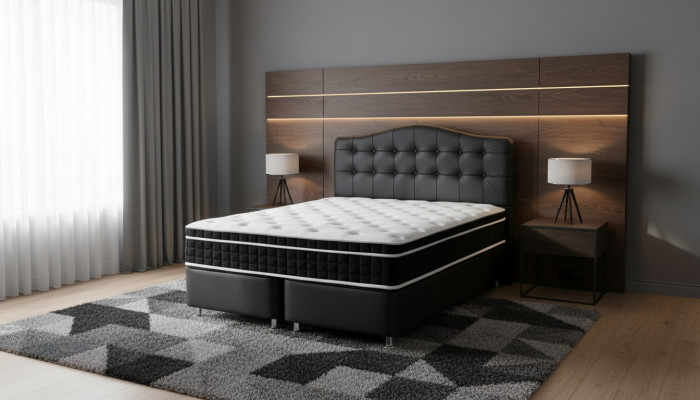 Łóżko Skóra Sypialnia Meble Luksusowe Nowoczesne łóżko Chesterfield Box Spring Nowość