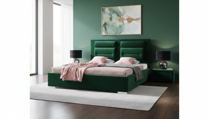 Luksusowe łóżko Box Spring Double Design Materiał Hotel Green bed Sypialnia Meble