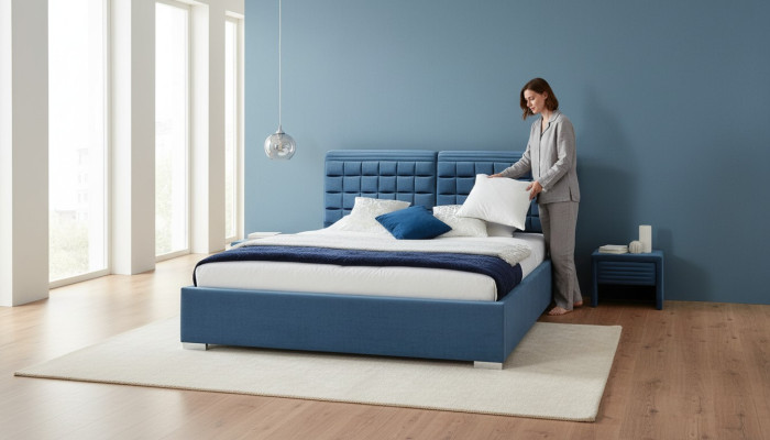 Luksusowe pudełko ze sprężynami Łóżko Design Materiał Łóżko hotelowe Sypialnia Meble Double