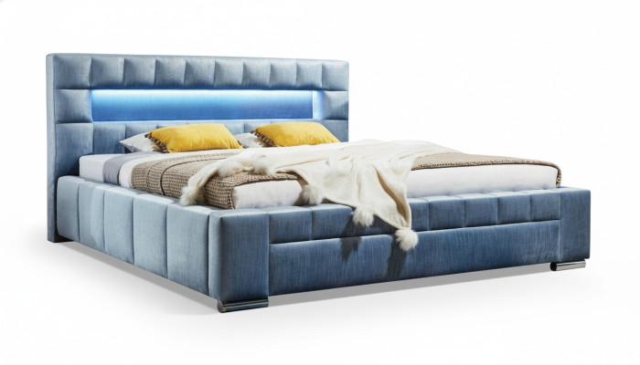 Luksusowe łóżko sprężynowe Łóżko Materiał Hotel Blue bed Sypialnia Meble Design Double