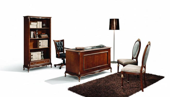 Drewno Luxury Meble Classic Półka na książkę w Stylu Barokowym z 1 szufladą i półkami