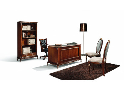 Drewno Luxury Meble Classic Półka na książkę w Stylu Barokowym z 1 szufladą i półkami