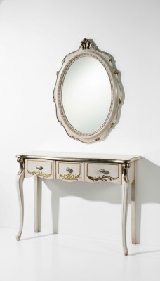 Meble Baroque Luxury Stół konsolowy Stolik Ścienny Tabela Biały Klasyczne Drewno 106 cm