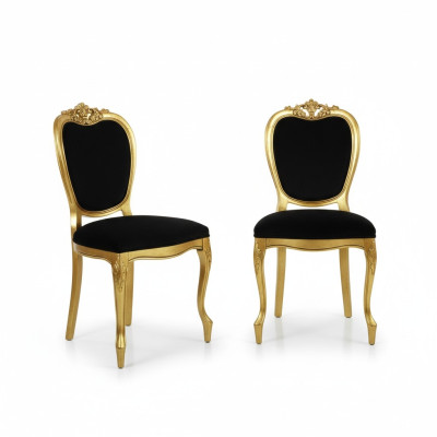 Designerskie Meble 2x Krzesło Złoty Salon Drewno Krzesła Włoskie Luksusowe Meble Nowe