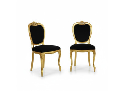 Designerskie Meble 2x Krzesło Złoty Salon Drewno Krzesła Włoskie Luksusowe Meble Nowe