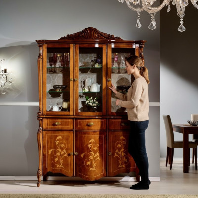 Meble Luksusowe Drewno Style Szafa Kredens Witryna Design Włoskie Meble Nowe