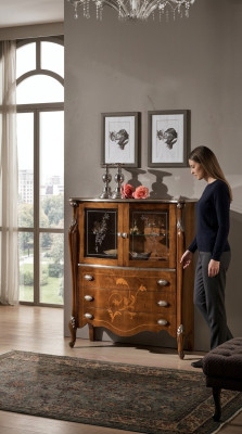 Luksusowe Meble Drewno Szkło Styl Barokowa Szafa Kredens Szafki Designer
