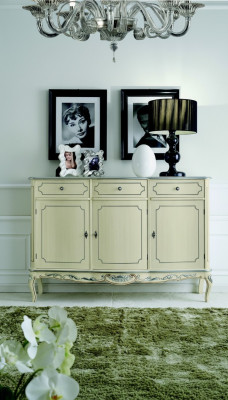 Design Meble Style Classic Kredens Biały Komoda Drewno Włoskie