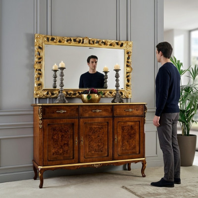 Design Meble Style Baroque 2-częściowy Kredens Lustro Drewno projektanta w stylu włoskim