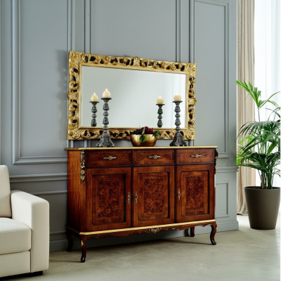Design Meble Style Baroque 2-częściowy Kredens Lustro Drewno projektanta w stylu włoskim