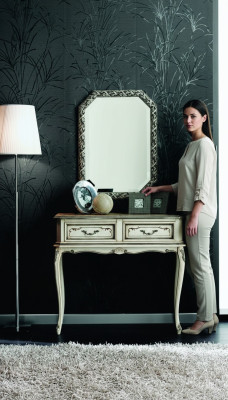 Meble Style Baroque Stół konsolowy Stolik Ścienny Tabela Biały Klasyczne Drewno 90 cm Nowość