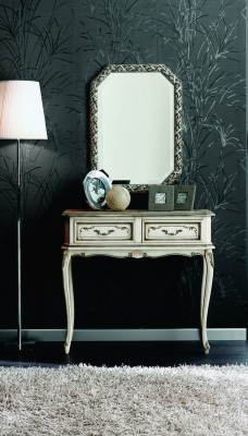 Meble Style Baroque Stół konsolowy Stolik Ścienny Tabela Biały Klasyczne Drewno 90 cm Nowość