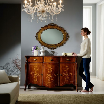 Design Meble Style Baroque Kredens Szafa Brown Design Luxury Drewno
