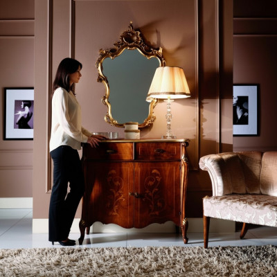 Zestaw 2-elementowy Luxury Meble Style Baroque Kredens z Lustro Luxury Drewno Italian