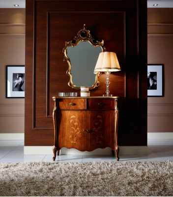 Zestaw 2-elementowy Luxury Meble Style Baroque Kredens z Lustro Luxury Drewno Italian