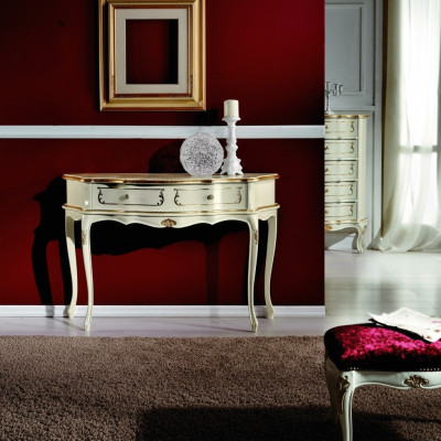 Design Meble Style Baroque Luxury Stół konsolowy Biały Drewno Włoski Tabela stoły