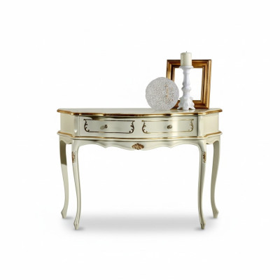 Design Meble Style Baroque Luxury Stół konsolowy Biały Drewno Włoski Tabela stoły