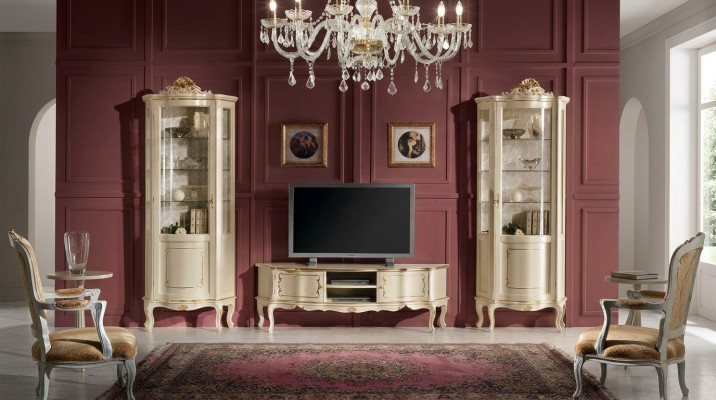 Designerski zestaw Ustaw 3-częściowy rtv z 2x Gablota Włoskie luksusowe meble w stylu barokowym