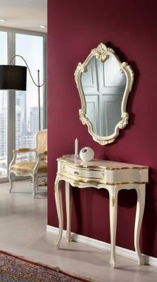 Meble Style Baroque Luxury Stół konsolowy Lustro Drewno Włoskie stoły