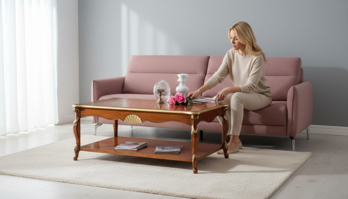 Design Drewno Włoskie Meble Styl Barokowy Brązowy stolik kawowy Salon Tabela Nowość